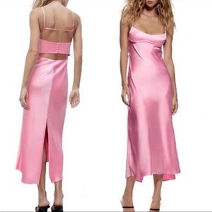 Zara pink satin dress